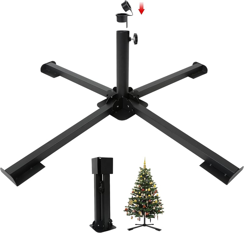 SYITCUN Fém Karácsonyfa Állvány Összecsukható 60-280 cm Univerzális Tartó 50 kg