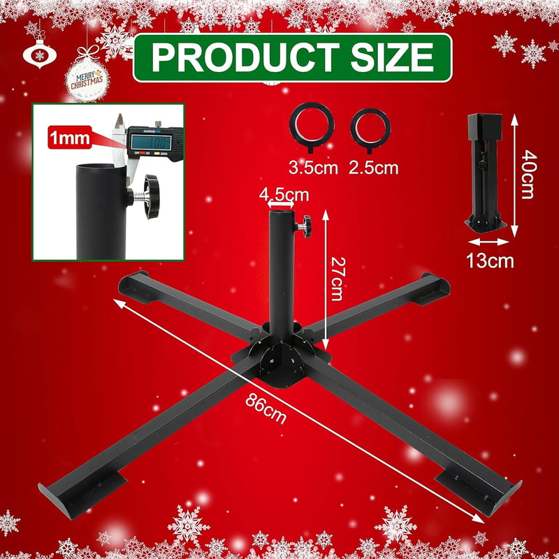 SYITCUN Fém Karácsonyfa Állvány Összecsukható 60-280 cm Univerzális Tartó 50 kg