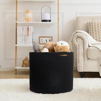 SYLANDO Pletený bavlnený úložný košík s úchytmi, D40 x V34 cm, 39 l, čierny, kôš na bielizeň, deky, hračky a oblečenie 4