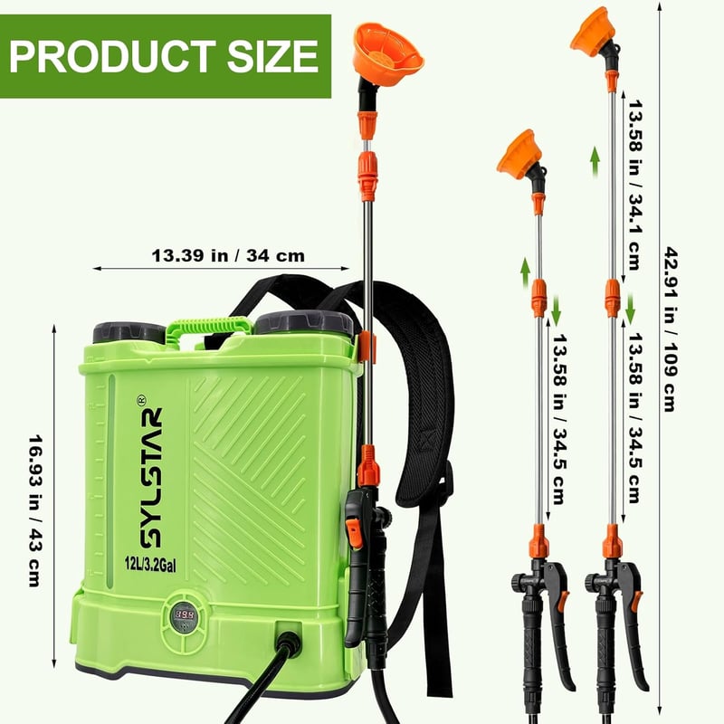 SYLSTAR 12L Elektromos Permetezőgép 5.5 Bar Makita 18V Akkuval Kompatibilis