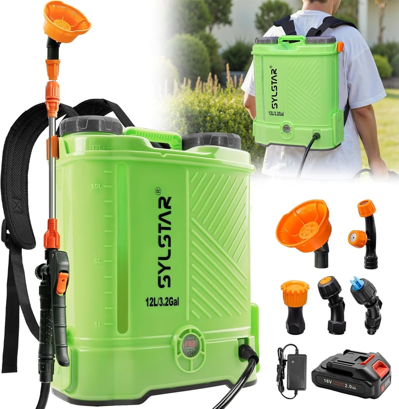 SYLSTAR 12L Elektromos Permetezőgép 5.5 Bar Makita 18V Akkuval Kompatibilis