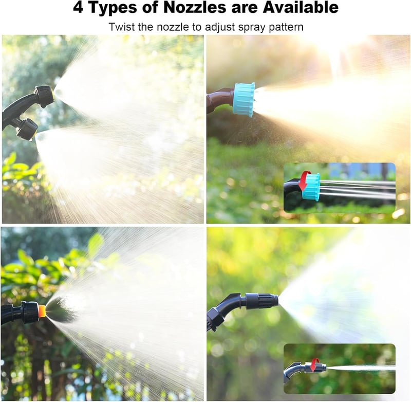 SYLSTAR 8L Akkumulátoros Nyomásos Permetezőgép 3 Fokozatú Spray 4 Fúvóka Teleskópos Rúd