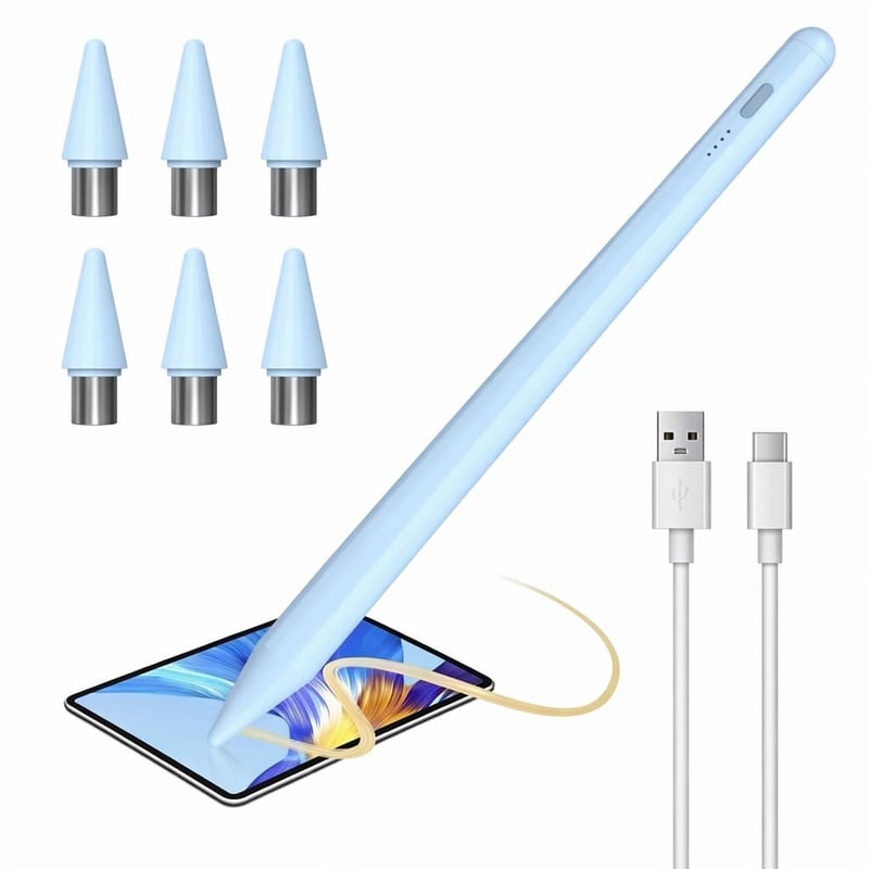 Stylus Syluxa pre Apple iPad 2018-2025, kompatibilné dotykové pero so 6 náhradnými kovovými hrotmi, funkciou odmietnutia dlane a detekciou náklonu, pre iPad 11/10/9/8/7/6, Air M2, Pro M4, mini 7/6/5