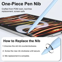 Stylus Syluxa pre Apple iPad 2018-2025, kompatibilné dotykové pero so 6 náhradnými kovovými hrotmi, funkciou odmietnutia dlane a detekciou náklonu, pre iPad 11/10/9/8/7/6, Air M2, Pro M4, mini 7/6/5 6