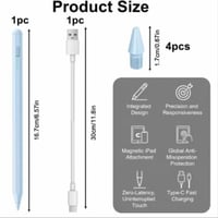 Stylus Syluxa pre Apple iPad 2018-2025, kompatibilné dotykové pero so 6 náhradnými kovovými hrotmi, funkciou odmietnutia dlane a detekciou náklonu, pre iPad 11/10/9/8/7/6, Air M2, Pro M4, mini 7/6/5 5