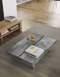 Konferenčný stolík Symbiosis Tokyo – doska z melamínu s betónovým vzhľadom, 94x62x25 cm, drevená konštrukcia 2