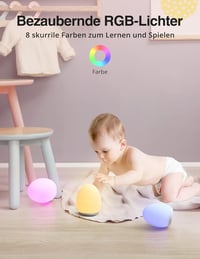 sympa Éjszakai Lámpa Babáknak, Szilikon LED Etetőlámpa 8 Színnel, Dimmer, 1H Timer, USB-C Töltés 3