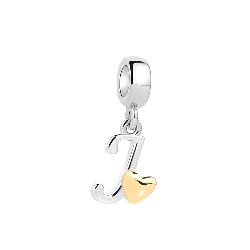 Symretie 925 Sterling Silver Privjesak s J slovom - Kompatibilan s europskim narukvicama i ogrlicama, perla privjesak za žene