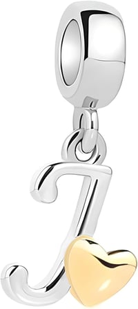 Symretie 925 Sterling Ezüst J Betű Charm Medál - Európai Karkötőkkel és Nyakláncokkal Kompatibilis Gyöngy Charm Nőknek 1