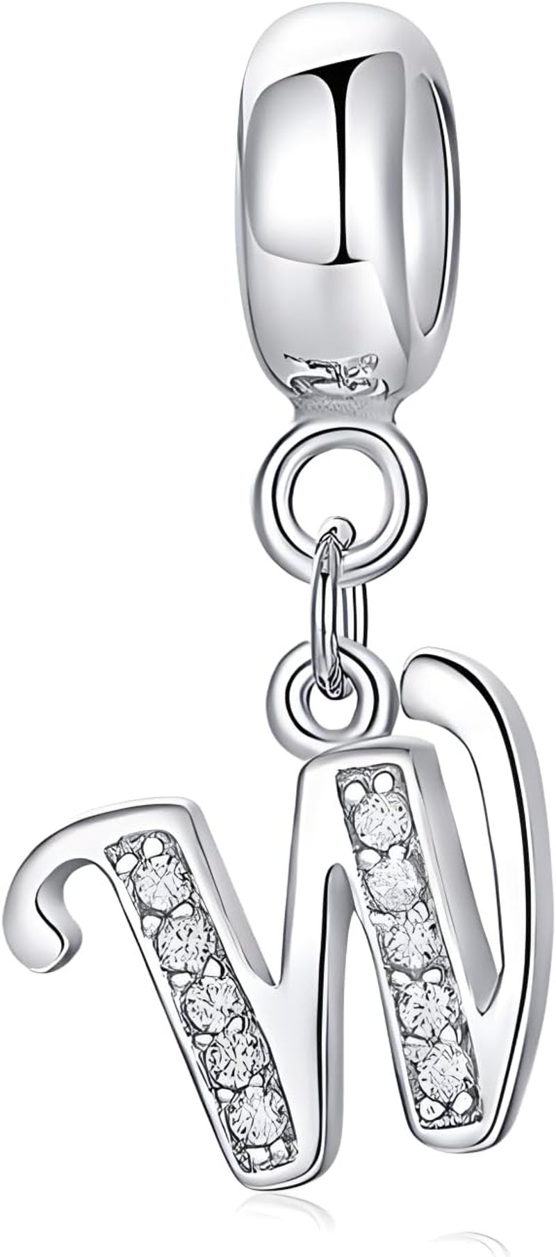 Symretie 925 Sterling Ezüst W Betű Charm Medál - Európai Karkötőkkel és Nyakláncokkal Kompatibilis Gyöngy Charm Nőknek