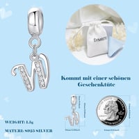 Symretie 925 Sterling Ezüst W Betű Charm Medál - Európai Karkötőkkel és Nyakláncokkal Kompatibilis Gyöngy Charm Nőknek 4