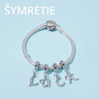 Symretie 925 Sterling Ezüst W Betű Charm Medál - Európai Karkötőkkel és Nyakláncokkal Kompatibilis Gyöngy Charm Nőknek 7