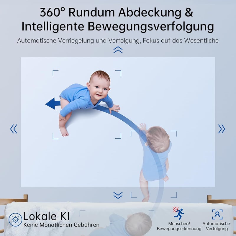 SYMYNELEC 4MP beltéri 360 fokos WiFi megfigyelőkamera, IR éjjellátás, 5GHz 2.4GHz, mozgásérzékelés, háziállat és bébifigyelő, Alexa kompatib