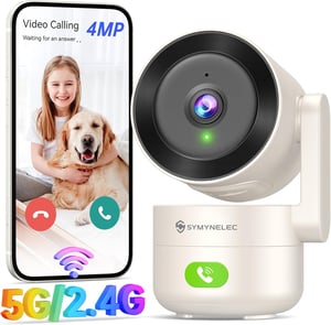 SYMYNELEC 4MP beltéri 360 fokos WiFi megfigyelőkamera, IR éjjellátás, 5GHz 2.4GHz, mozgásérzékelés, háziállat és bébifigyelő, Alexa kompatib
