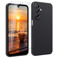 SYMYS puzdro na Samsung Galaxy A16 5G/4G čierne, s 2 kusmi tvrdeného skla, TPU silikónový ochranný kryt, s ochranou fotoaparátu, nárazuvzdorné 1
