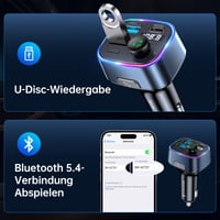 SYNCWIRE Bluetooth 5.4 FM transmitter do auta, nabíjačka 48W (PD 36W a 12W), duálny USB port, HiFi basový zvuk, rýchlonabíjanie, handsfree, LED displej, adaptér do zapaľovača 6