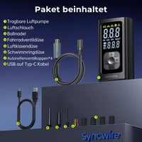 Syncwire Hordozható Légkompresszor Mini Gumiabroncs Pumpa 10.35 Bar Elektromos Autó Motorkerékpár Bicikli - SC BLACK 9