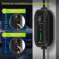 SYNCWIRE Type 2 Elektromos Autó Töltőkábel 5,5m - Állítható Áramerősség (6-16A), LCD Kijelző, IP65 Vízálló, Schuko Csatlakozó, Kábeltartóval 3