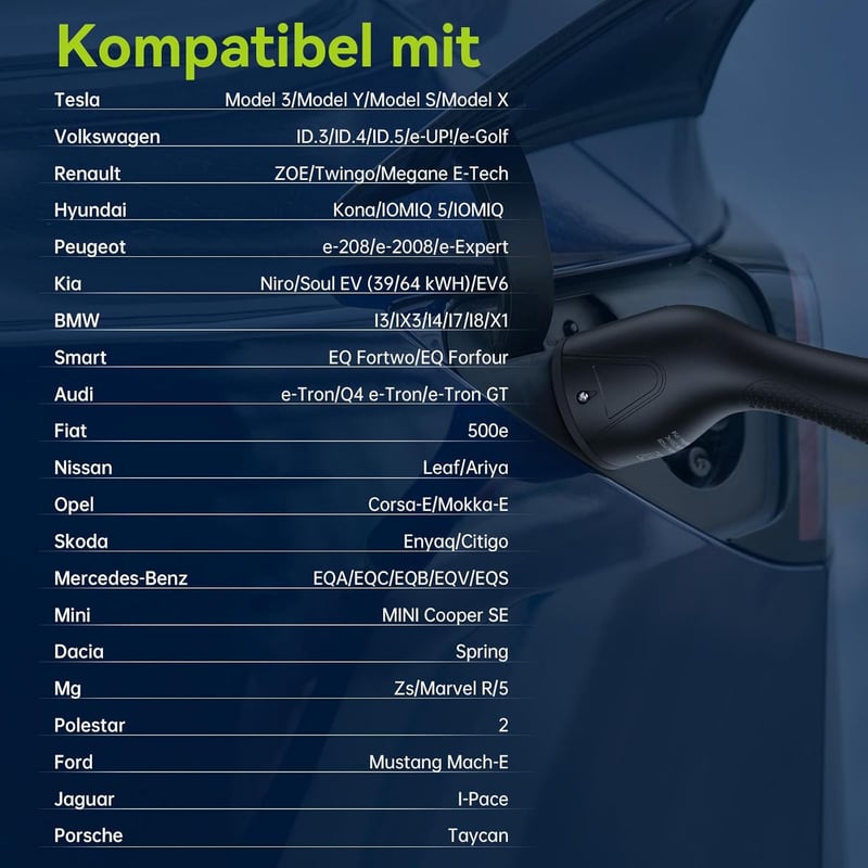 SYNCWIRE Type 2 Elektromos Autó Töltőkábel 5,5m - Állítható Áramerősség (6-16A), LCD Kijelző, IP65 Vízálló, Schuko Csatlakozó, Kábeltartóval