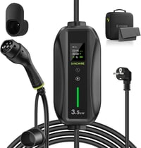 SYNCWIRE Type 2 Elektromos Autó Töltőkábel 5,5m - Állítható Áramerősség (6-16A), LCD Kijelző, IP65 Vízálló, Schuko Csatlakozó, Kábeltartóval 1