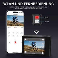 syndesmos Action Cam 4K 60FPS - 40M Vízálló Akciókamera 30MP Felbontással, 2 LCD Kijelzővel, Érintőképernyővel, 64GB Kártyával és Távirányít 3