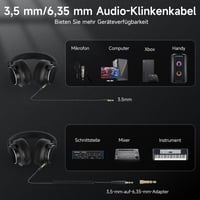 Profesionálne štúdiové slúchadlá syndesmos, circumaurálne (over-ear), 50 mm meniče, 6,35 mm a 3,5 mm jack, pre DJ-ov a monitoring, podcasty, PC, elektronické bicie, gitara 7
