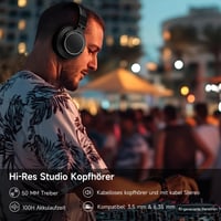 Profesionálne štúdiové slúchadlá syndesmos, circumaurálne (over-ear), 50 mm meniče, 6,35 mm a 3,5 mm jack, pre DJ-ov a monitoring, podcasty, PC, elektronické bicie, gitara 2