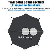 Prelată de protecție solară pentru trambulină Synoratory, diametru 305 cm, pentru 8 stâlpi, husă de protecție solară pentru trambulină rezistentă la UV și apă, negru 2