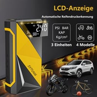 SYTUNG 12 V hordozható kompresszor autógumi pumpa digitális kijelzővel, autó és motor gumihoz, labda és gumiszigetekhez, sárga-fekete 2