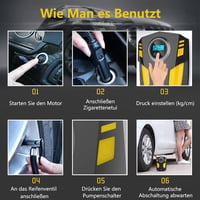 SYTUNG 12V Hordozható Autós Kompresszor - Digitális Kijelzős Gumiabroncs Pumpa LED Világítással, 3 Fúvókával Autókhoz, Kerékpárokhoz, Felfúj 6