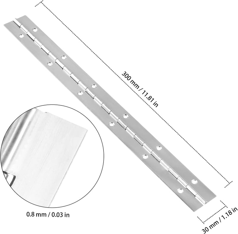 SYUTBOU 4 db Zongorapánt Rozsdamentes Acél 30 cm Ajtópánt 48 Csavarral
