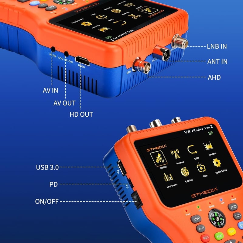 SZBOX V8 Finder Pro Műholdas Jelszilárdság Mérő DVB-S2X/T2/C Combo Méter