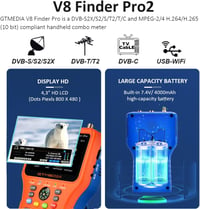 SZBOX V8 Finder Pro Műholdas Jelszilárdság Mérő DVB-S2X/T2/C Combo Méter 2