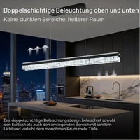 Lustră LED neagră tip flagship cu cristale, cu telecomandă, pentru deasupra mesei din dining, 120 cm, reglabilă pe înălțime, dimabilă, corp de iluminat minimalist pentru dining 3