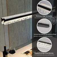 Lustră LED neagră tip flagship cu cristale, cu telecomandă, pentru deasupra mesei din dining, 120 cm, reglabilă pe înălțime, dimabilă, corp de iluminat minimalist pentru dining 8