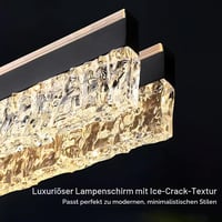 Lustră LED neagră tip flagship cu cristale, cu telecomandă, pentru deasupra mesei din dining, 120 cm, reglabilă pe înălțime, dimabilă, corp de iluminat minimalist pentru dining 6