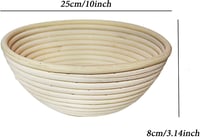 SZETOSY Kenyér Kelesztő Kosár Szett 3 Darabos Természetes Rattan Kovásztészta Kosár 25cm Kerek Pizza Tészta Sütés 6