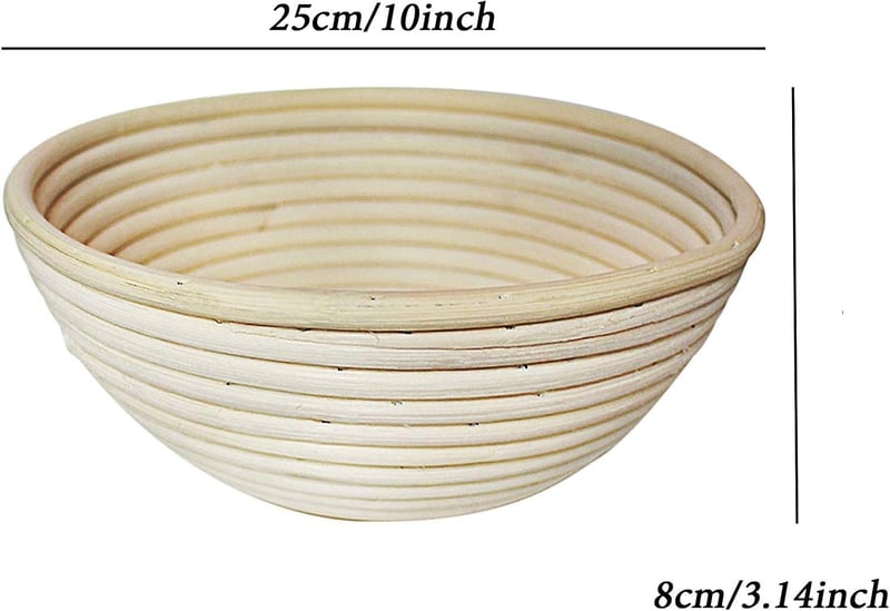 SZETOSY Kenyér Kelesztő Kosár Szett 3 Darabos Természetes Rattan Kovásztészta Kosár 25cm Kerek Pizza Tészta Sütés