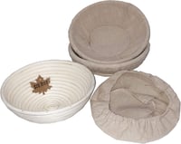 SZETOSY Kenyér Kelesztő Kosár Szett 3 Darabos Természetes Rattan Kovásztészta Kosár 25cm Kerek Pizza Tészta Sütés 1