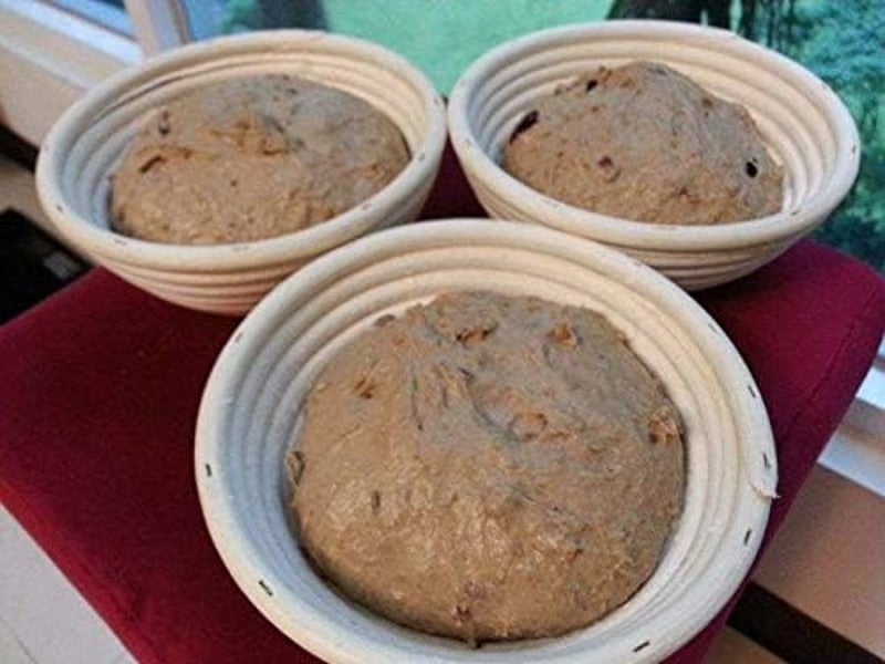 SZETOSY Kenyér Kelesztő Kosár Szett 3 Darabos Természetes Rattan Kovásztészta Kosár 25cm Kerek Pizza Tészta Sütés