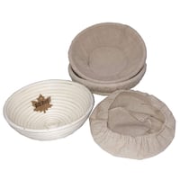 SZETOSY Set košara za dizanje tijesta za kruh, 3 komada, košara od prirodnog ratana za kiselo tijesto, 25 cm, okrugla za pečenje tijesta za pizzu 2