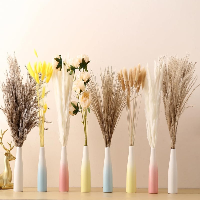 SZGULAIKE Pampas Fű Dekoráció 40cm Natúr Szárított Virág Boho Asztali Dísz
