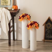 Sziqiqi Fehér vintage fém henger álló padló vázakészlet 2 db, 70/55 cm, dekoráció nappali hálószoba folyosó étkező 7