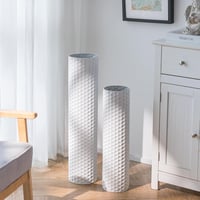 Sziqiqi Fehér vintage fém henger álló padló vázakészlet 2 db, 70/55 cm, dekoráció nappali hálószoba folyosó étkező 4