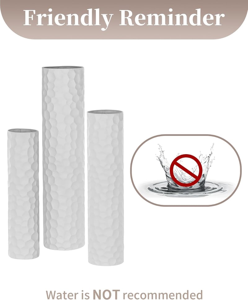 Sziqiqi XXL Padló Váza Fehér 70/60/50 cm - 3 Darabos Dekoratív Váza Szett