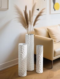 Sziqiqi XXL Padló Váza Fehér 70/60/50 cm - 3 Darabos Dekoratív Váza Szett 2
