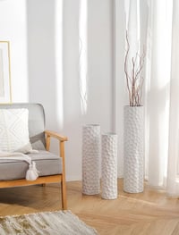 Sziqiqi XXL Padló Váza Fehér 70/60/50 cm - 3 Darabos Dekoratív Váza Szett 3