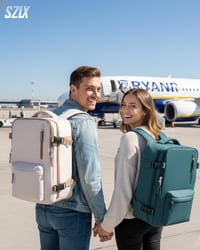 Rucsac de călătorie unisex SZLX pentru bagaj de mână, compartiment laptop, pentru zboruri EasyJet Ryanair, bagaj de cabină 45x36x20 cm sau 40x20x25 cm, port de încărcare, compartiment pentru pantofi 2