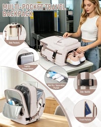Rucsac de călătorie unisex SZLX pentru bagaj de mână, compartiment laptop, pentru zboruri EasyJet Ryanair, bagaj de cabină 45x36x20 cm sau 40x20x25 cm, port de încărcare, compartiment pentru pantofi 8