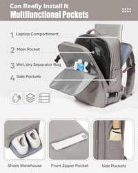 Rucsac de călătorie cu vacuum SZLX cu pompă, 40x30x20 cm - gri-maro 6